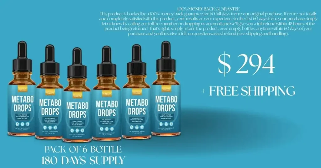 Metabo Drops Pricing 180-days supply with free shipping and savings breakdown